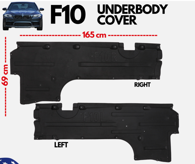 Underbody Cover, Insulation Set, Bmw 5Series F10,  2010 to 2016 , Left  51757207267, Right 51757207268